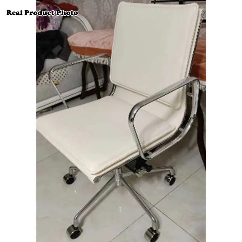 Contemporary Retro Square Upholstered PU Leather Aluminum Alloy Iron Desk Chair Backrest Armrest For Home Office