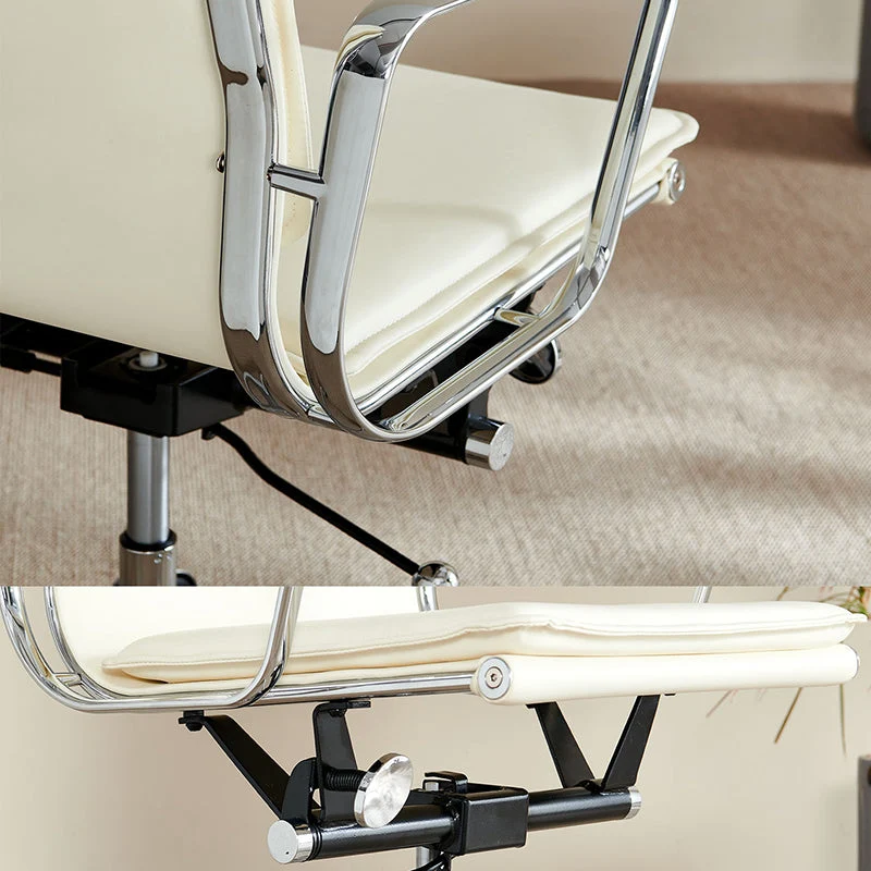 Contemporary Retro Square Upholstered PU Leather Aluminum Alloy Iron Desk Chair Backrest Armrest For Home Office