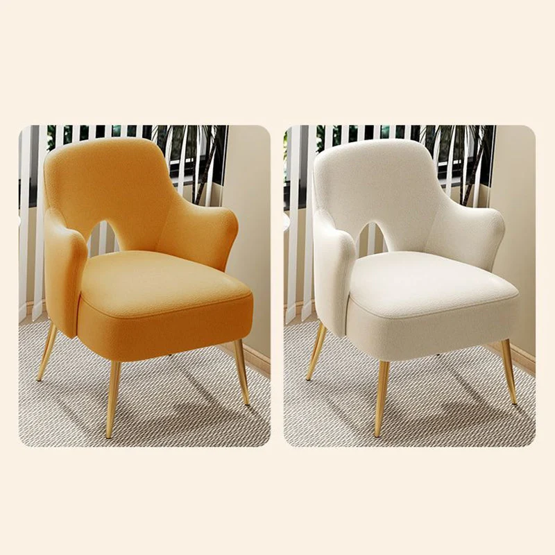 Modern Minimalist Curved Back Plywood Sponge Metal Accent Chair Backrest Armrest For Living Room