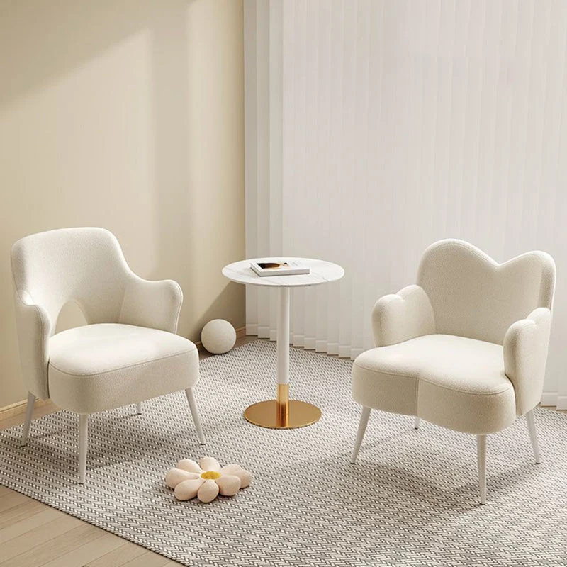 Modern Minimalist Curved Back Plywood Sponge Metal Accent Chair Backrest Armrest For Living Room