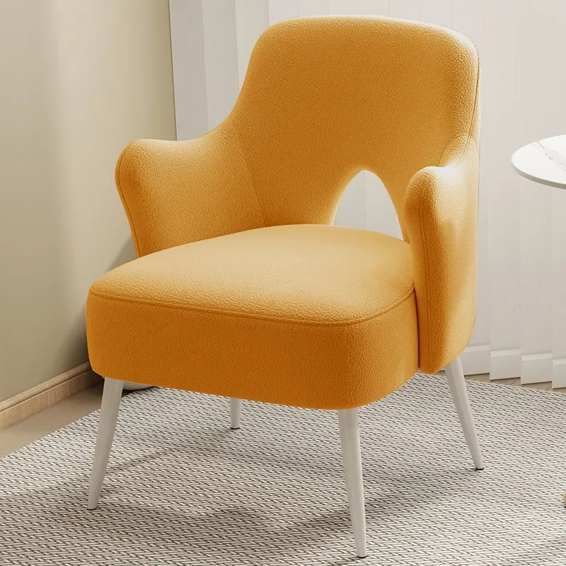 Modern Minimalist Curved Back Plywood Sponge Metal Accent Chair Backrest Armrest For Living Room
