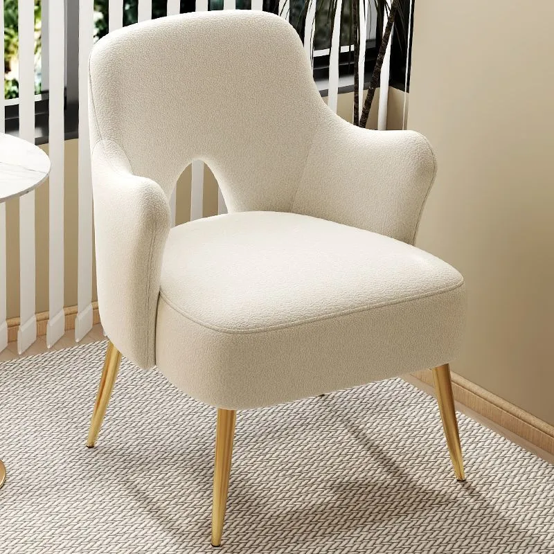 Modern Minimalist Curved Back Plywood Sponge Metal Accent Chair Backrest Armrest For Living Room