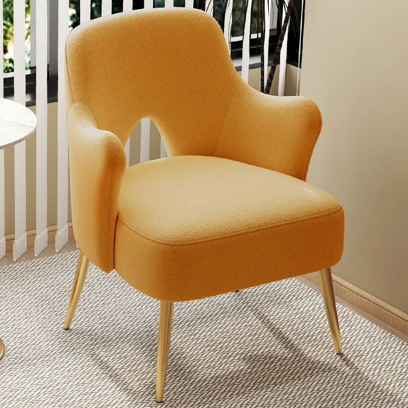 Modern Minimalist Curved Back Plywood Sponge Metal Accent Chair Backrest Armrest For Living Room