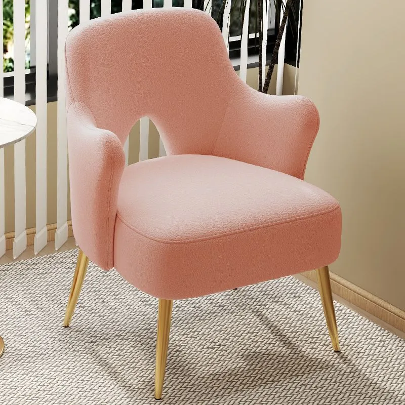 Modern Minimalist Curved Back Plywood Sponge Metal Accent Chair Backrest Armrest For Living Room