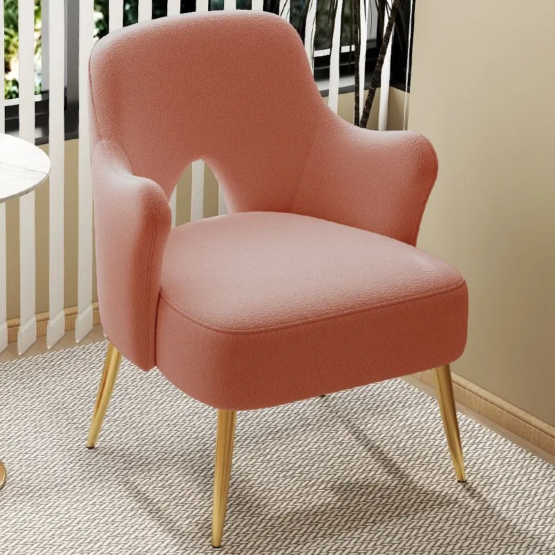 Modern Minimalist Curved Back Plywood Sponge Metal Accent Chair Backrest Armrest For Living Room