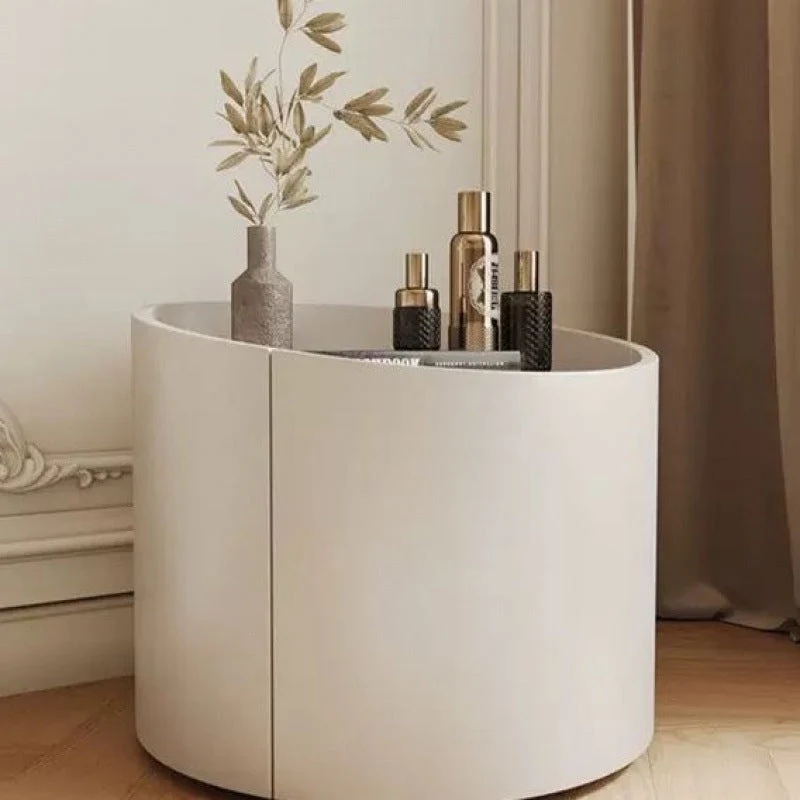 Modern Minimalist Cylinder Plywood Pine Wood Wood Veneer Nightstand 1-Drawer For Bedroom
