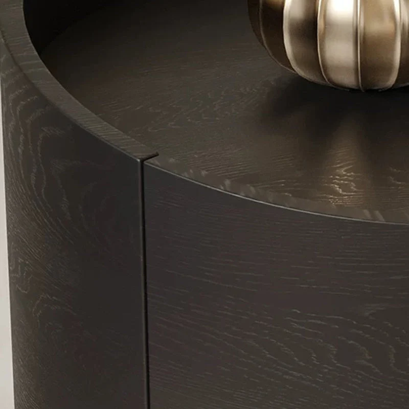 Modern Minimalist Cylinder Plywood Pine Wood Wood Veneer Nightstand 1-Drawer For Bedroom