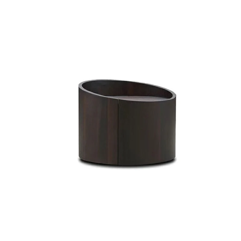 Modern Minimalist Cylinder Plywood Pine Wood Wood Veneer Nightstand 1-Drawer For Bedroom