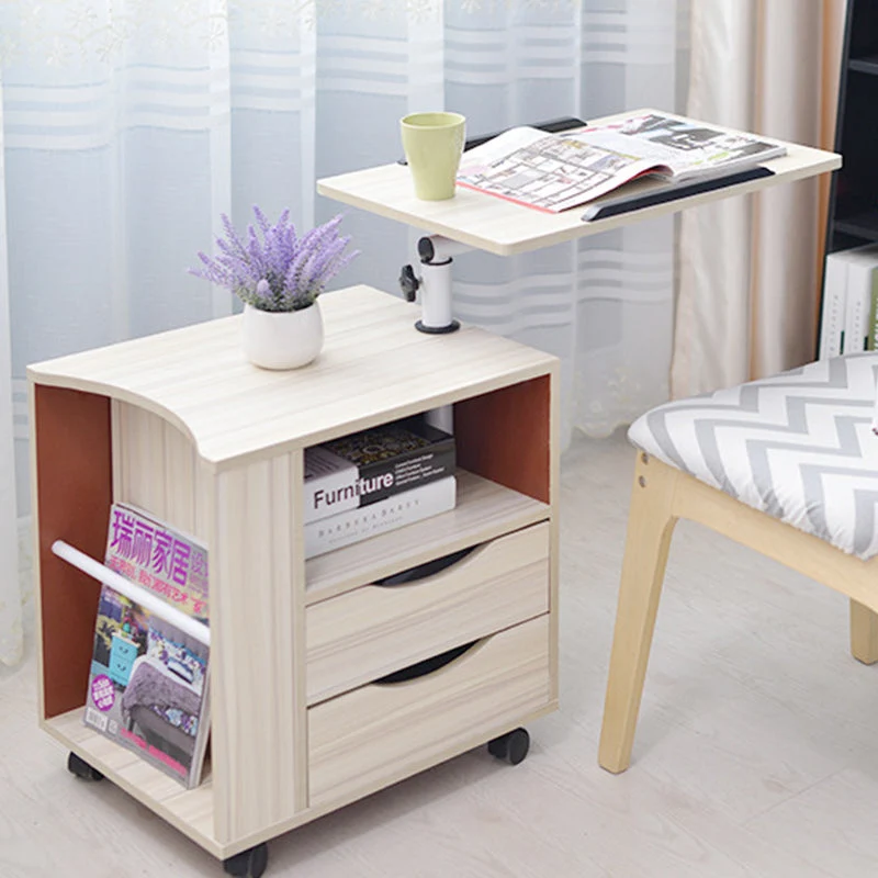 Modern Minimalist Removable Rectangular Carbon Steel MDF Nightstand 2-Drawer 1-Cabinet For Bedroom