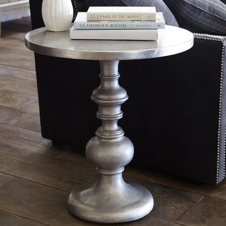 Traditional European Round Birch Wood End Table 1- Tier For Living Room