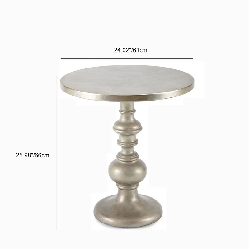 Traditional European Round Birch Wood End Table 1- Tier For Living Room