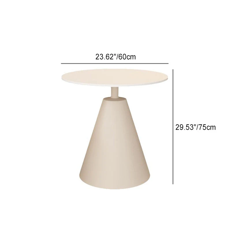 Modern Minimalist Round Cone Rock Slab Carbon Steel Iron End Table 1-Tier For Living Room