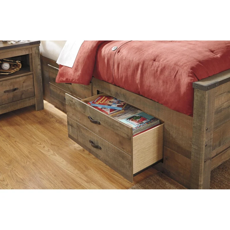 Signature Design by Ashley Trinell B446B16 Full Bookcase Bed with 2 Storage Drawers