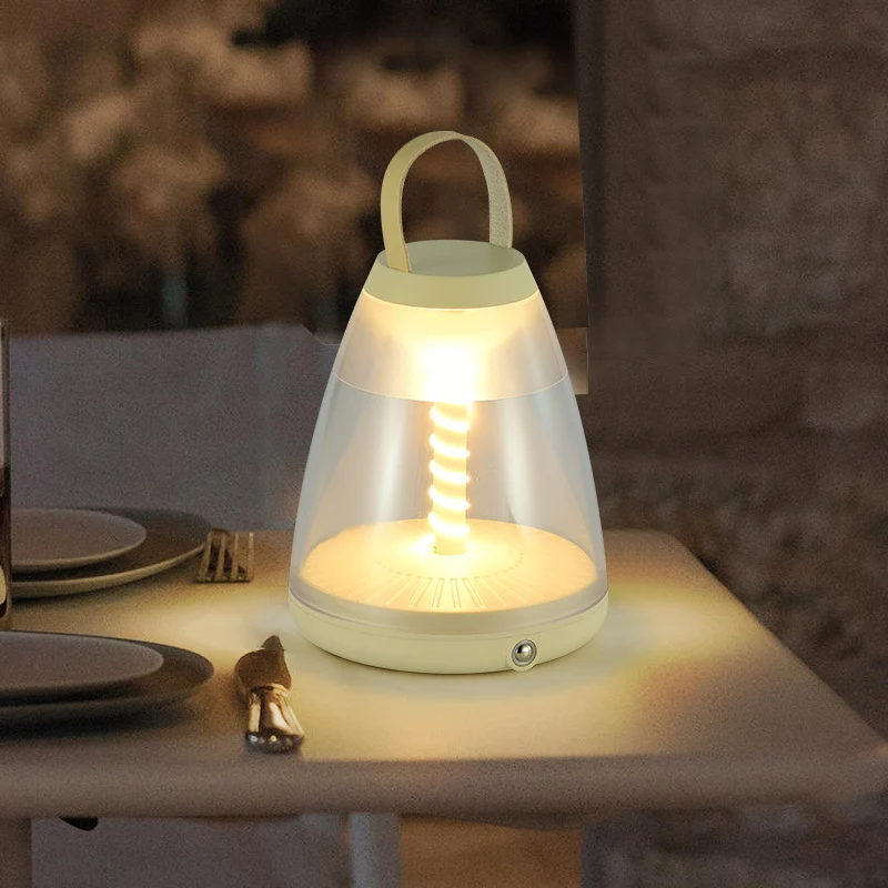 Contemporary Scandinavian Rechargeable ABS Acrylic Portable Cylinder LED Table Lamp Night Light For Bedroom
