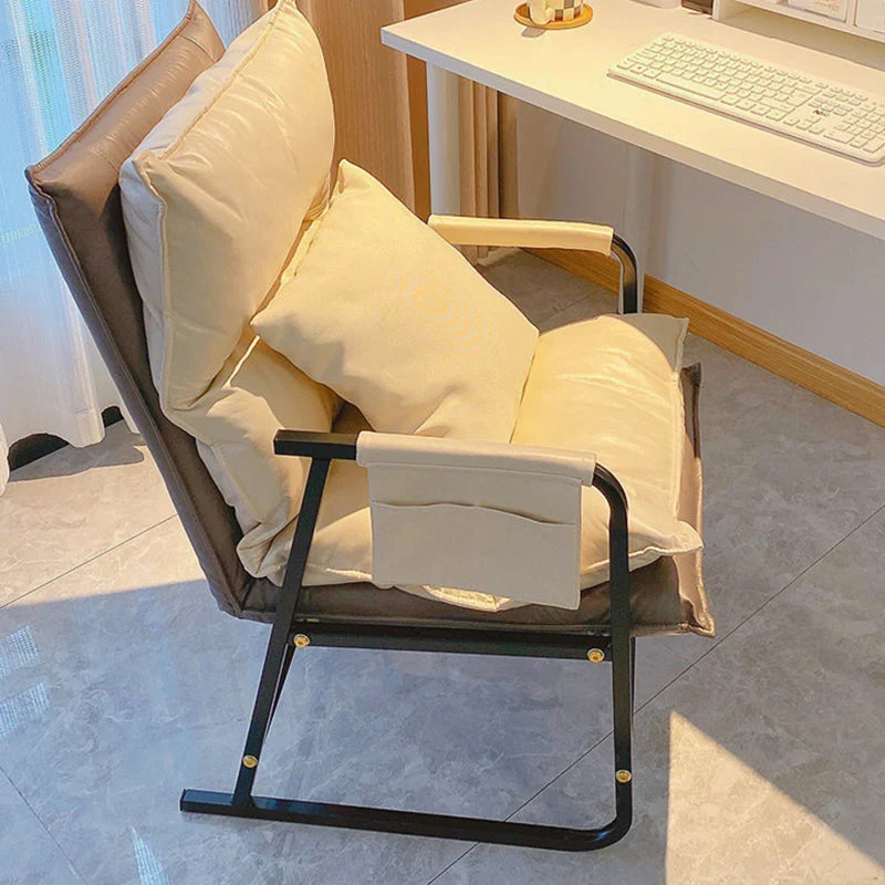 Contemporary Scandinavian Rectangular Square Storage Bag Metal Waterproof Synthetic Fabric Adjustable Backrest Accent Chair Backrest Armrest For Living Room