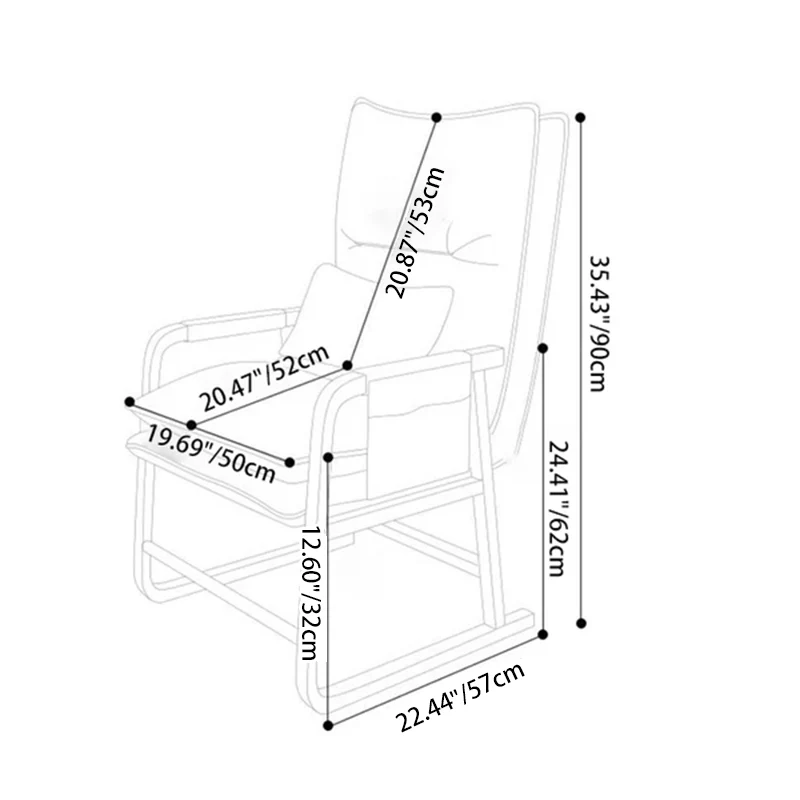 Contemporary Scandinavian Rectangular Square Storage Bag Metal Waterproof Synthetic Fabric Adjustable Backrest Accent Chair Backrest Armrest For Living Room