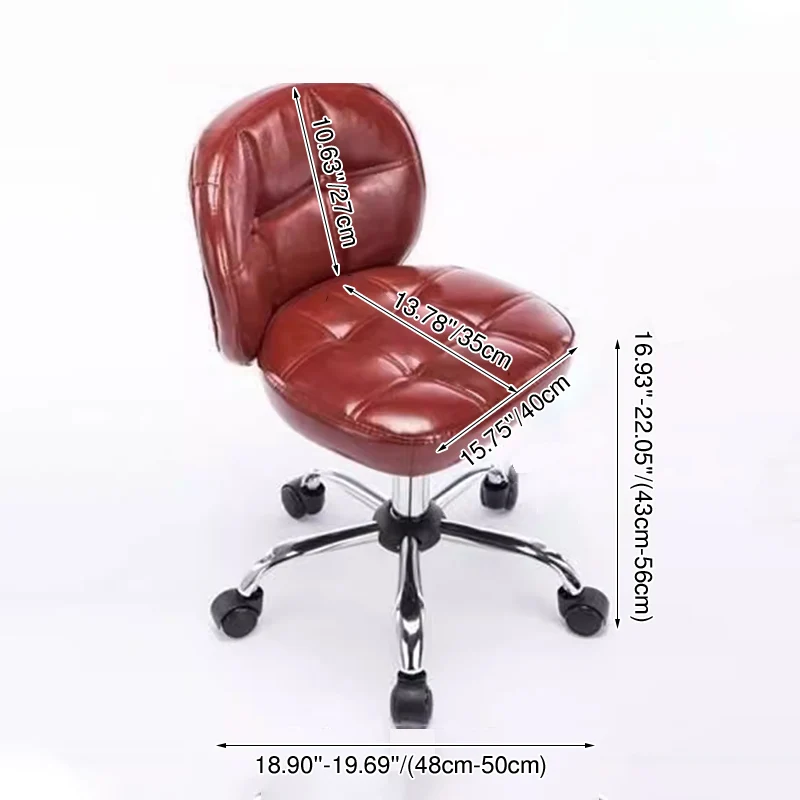 Contemporary Scandinavian Square Faux Oil-Wax Leather Steel Mini Desk Chair Backrest For Home Office