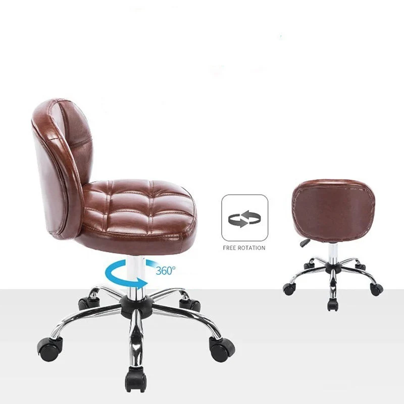 Contemporary Scandinavian Square Faux Oil-Wax Leather Steel Mini Desk Chair Backrest For Home Office