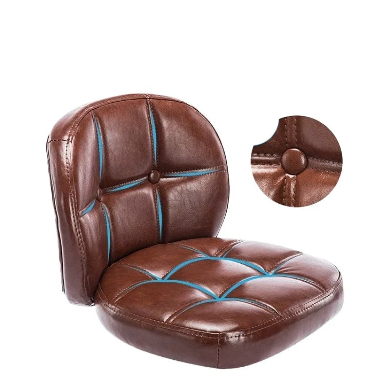 Contemporary Scandinavian Square Faux Oil-Wax Leather Steel Mini Desk Chair Backrest For Home Office