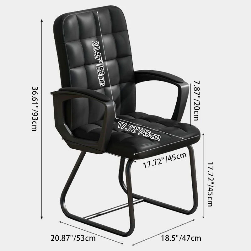 Modern Minimalist Synthetic Leather Linen-Look Fabric Steel Square Rectangle Plaid Desk Chair Backrest Armrest For Home Office
