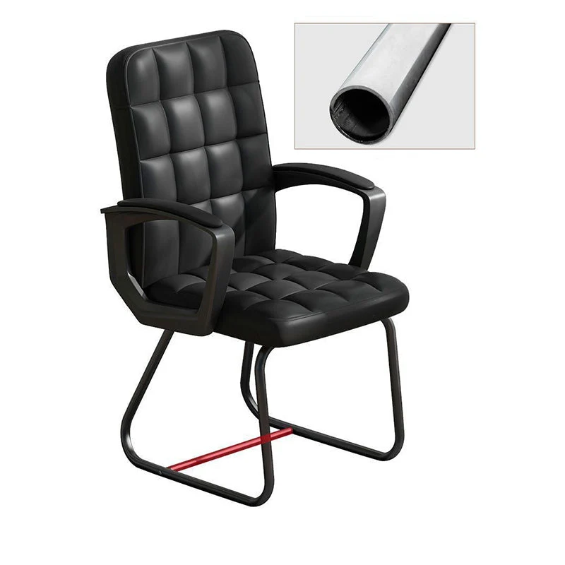 Modern Minimalist Synthetic Leather Linen-Look Fabric Steel Square Rectangle Plaid Desk Chair Backrest Armrest For Home Office