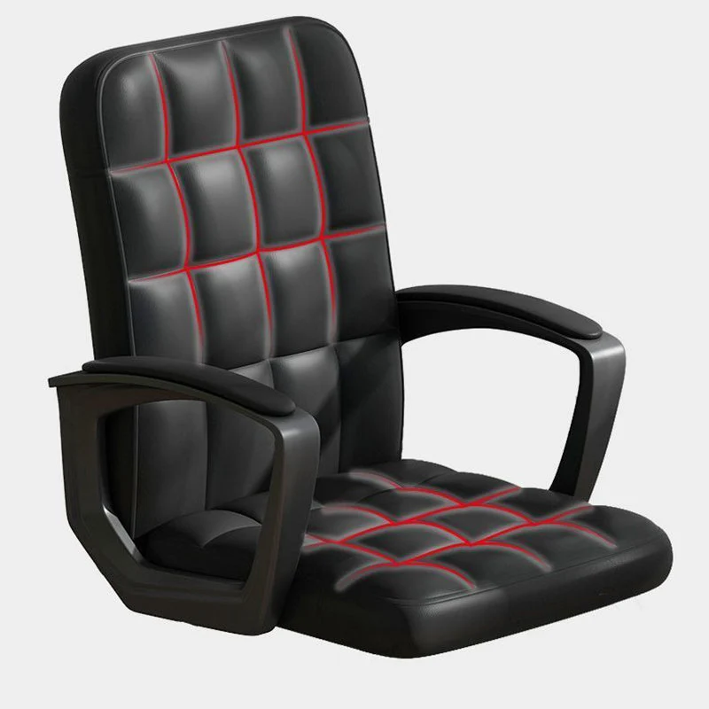 Modern Minimalist Synthetic Leather Linen-Look Fabric Steel Square Rectangle Plaid Desk Chair Backrest Armrest For Home Office