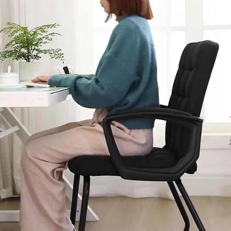 Modern Minimalist Synthetic Leather Linen-Look Fabric Steel Square Rectangle Plaid Desk Chair Backrest Armrest For Home Office
