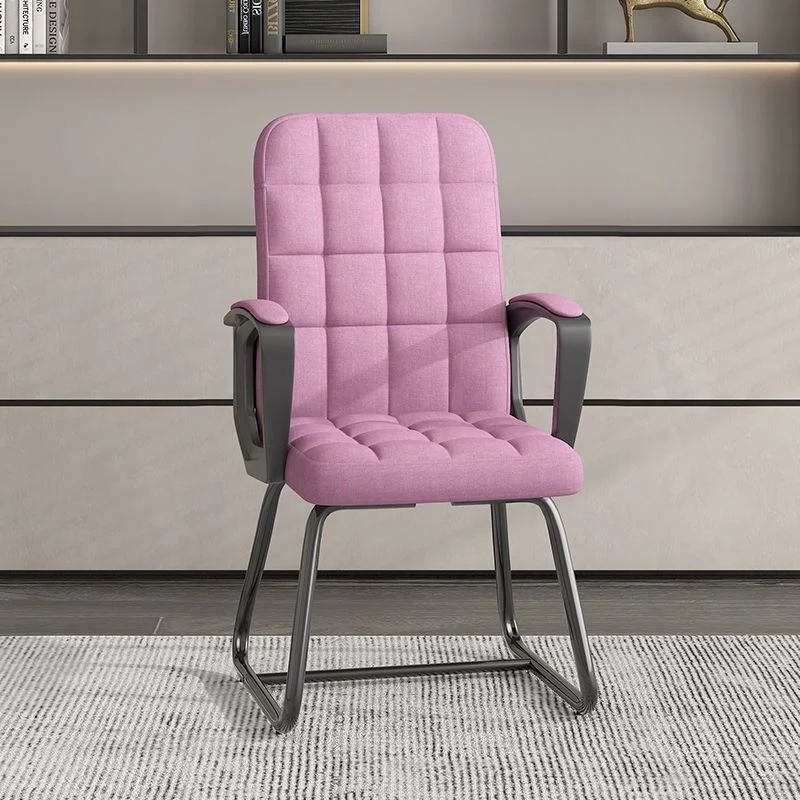 Modern Minimalist Synthetic Leather Linen-Look Fabric Steel Square Rectangle Plaid Desk Chair Backrest Armrest For Home Office