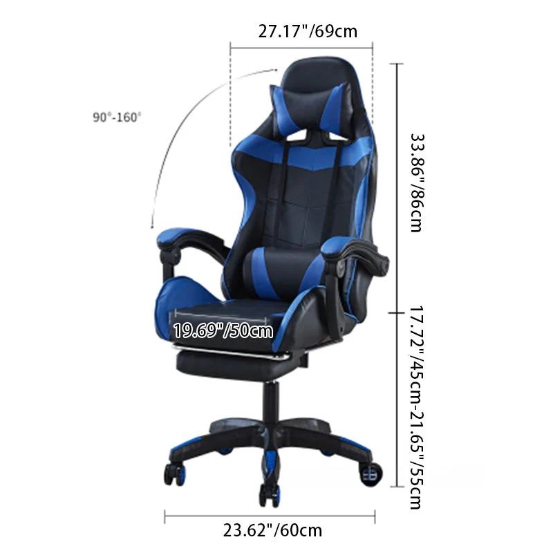 Modern Minimalist Faux Leather Metal Nylon Rectangle Arc Desk Chair Backrest Armrest Footrest For Home Office