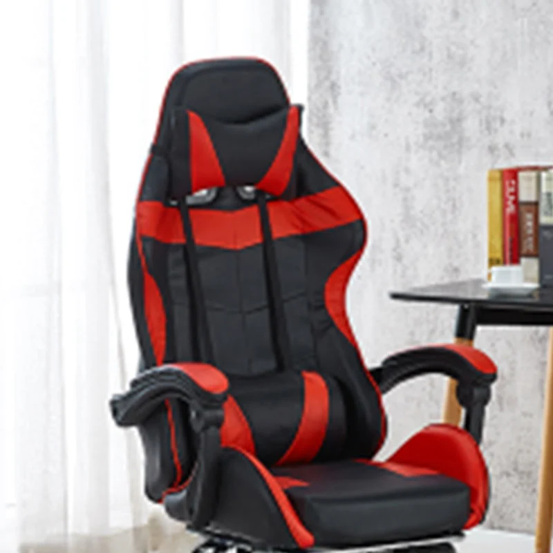 Modern Minimalist Faux Leather Metal Nylon Rectangle Arc Desk Chair Backrest Armrest Footrest For Home Office