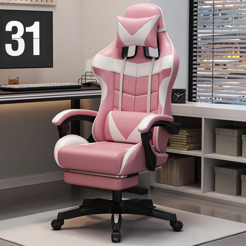 Modern Minimalist Faux Leather Metal Nylon Rectangle Arc Desk Chair Backrest Armrest Footrest For Home Office