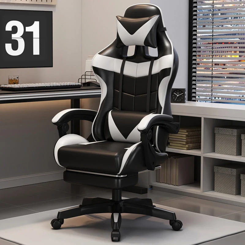 Modern Minimalist Faux Leather Metal Nylon Rectangle Arc Desk Chair Backrest Armrest Footrest For Home Office