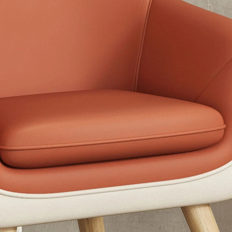 Modern Minimalist Synthetic Fabric PU Leather Rubberwood Rectangular Accent Chair Backrest Armrest For Living Room