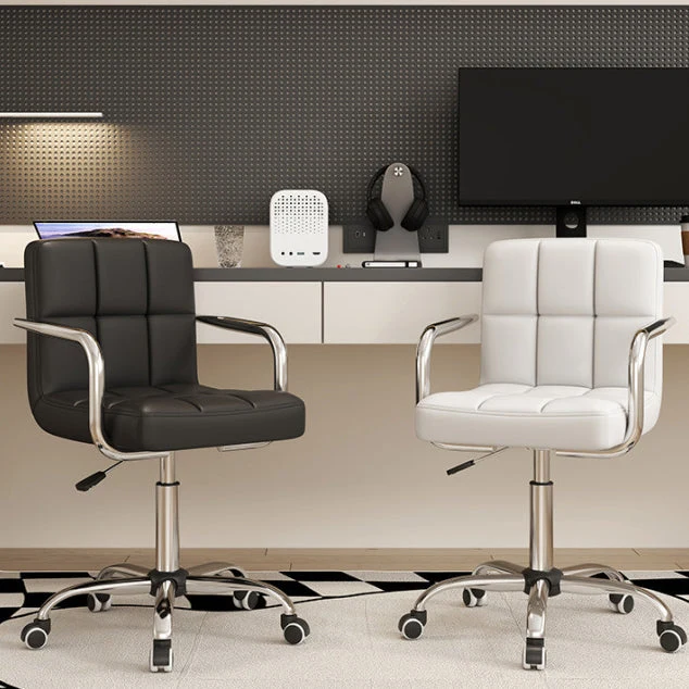 Modern Simplicity Faux Leather Steel SGS Sponge Square Lattice Desk Chair Backrest Swivel Adjustable For Home Office