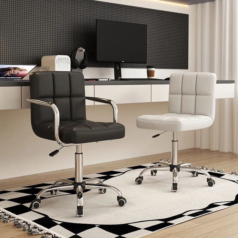 Modern Simplicity Faux Leather Steel SGS Sponge Square Lattice Desk Chair Backrest Swivel Adjustable For Home Office