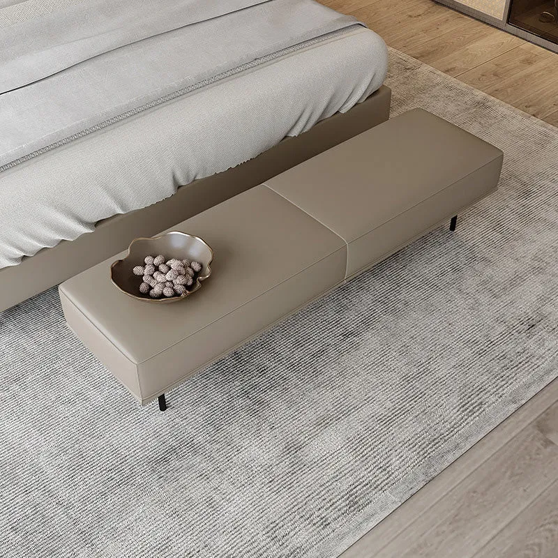 Modern Minimalist Rectangular Microfiber Leather Plywood Steel Sponge End Of The Bed Low Stool Backless For Bedroom