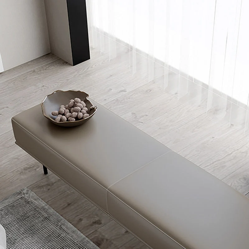 Modern Minimalist Rectangular Microfiber Leather Plywood Steel Sponge End Of The Bed Low Stool Backless For Bedroom