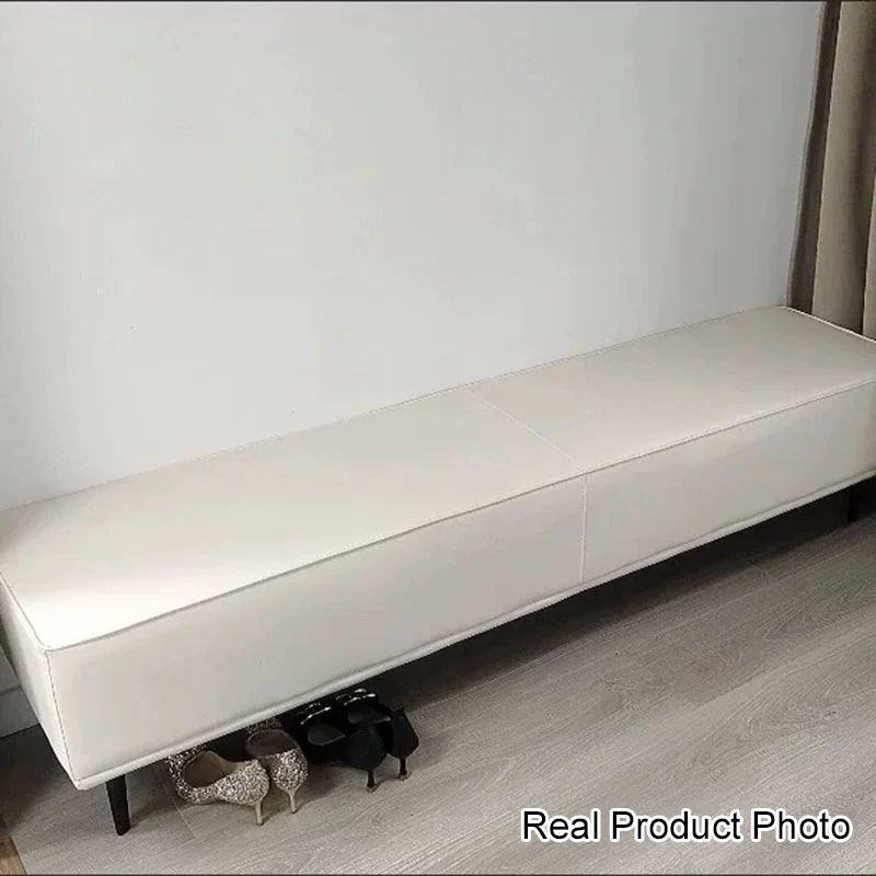 Modern Minimalist Rectangular Microfiber Leather Plywood Steel Sponge End Of The Bed Low Stool Backless For Bedroom