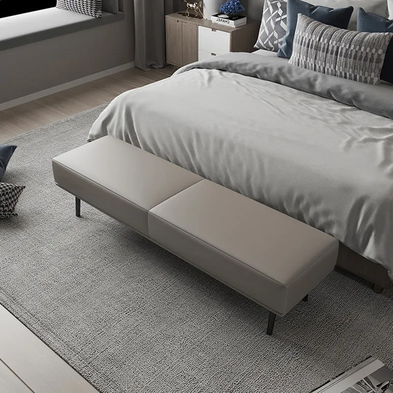 Modern Minimalist Rectangular Microfiber Leather Plywood Steel Sponge End Of The Bed Low Stool Backless For Bedroom