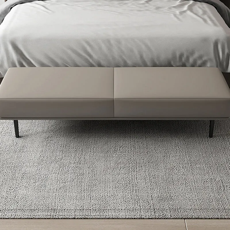 Modern Minimalist Rectangular Microfiber Leather Plywood Steel Sponge End Of The Bed Low Stool Backless For Bedroom