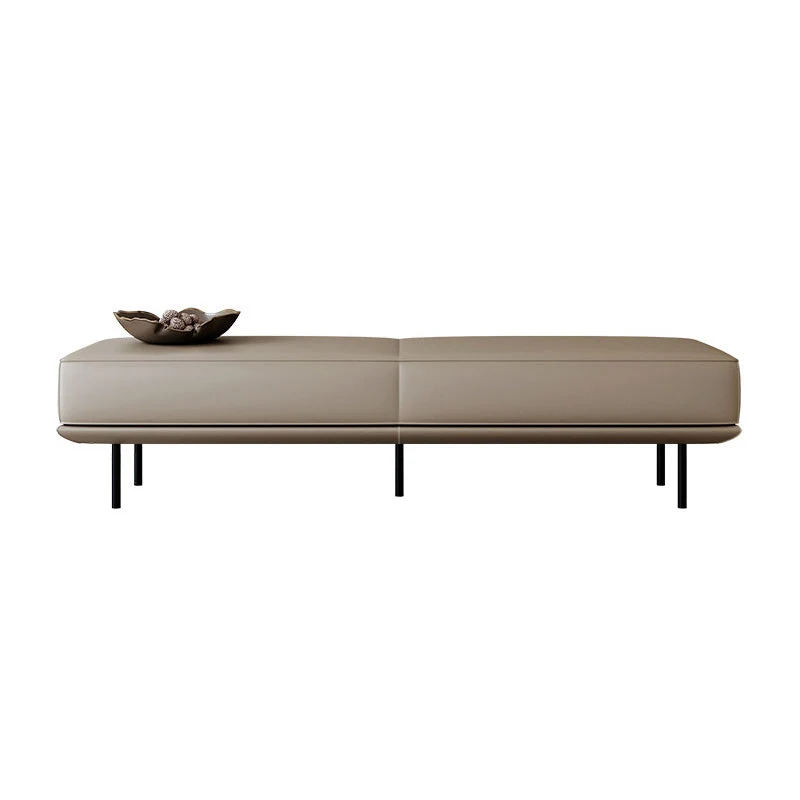 Modern Minimalist Rectangular Microfiber Leather Plywood Steel Sponge End Of The Bed Low Stool Backless For Bedroom