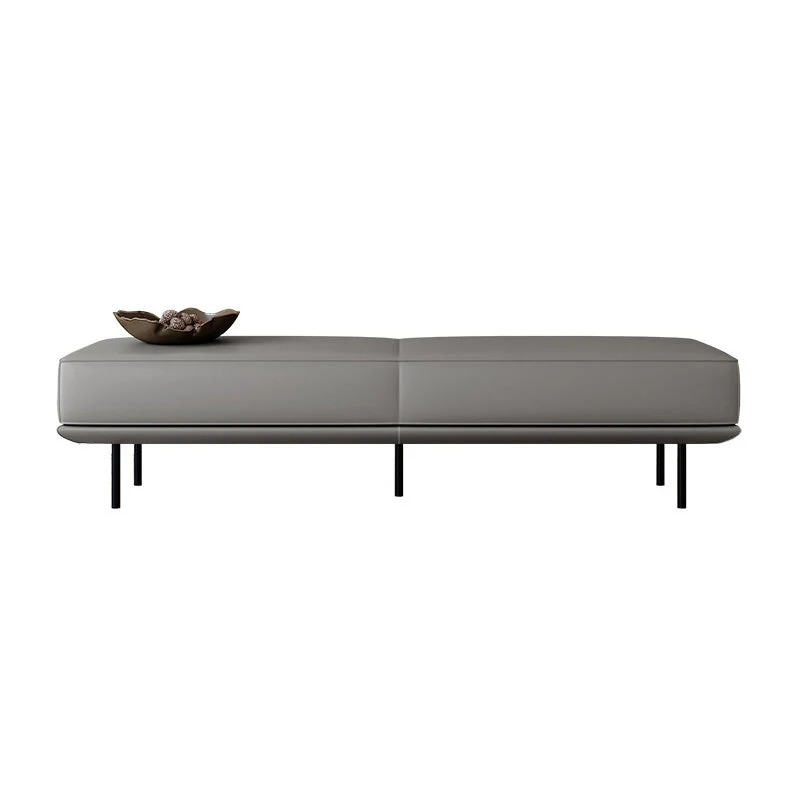 Modern Minimalist Rectangular Microfiber Leather Plywood Steel Sponge End Of The Bed Low Stool Backless For Bedroom