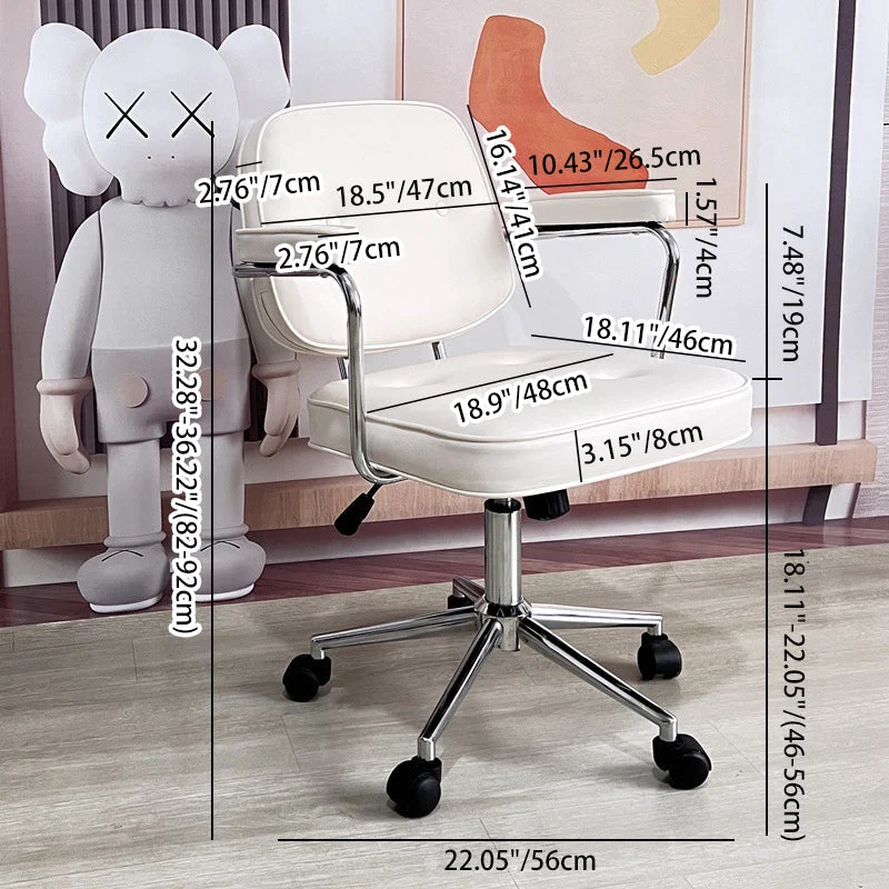Contemporary Nordic Square PU Leather Steel Desk Chair Backrest Arm For Home Office
