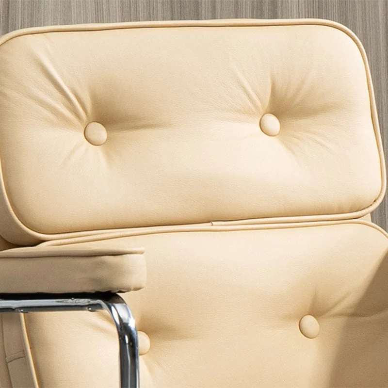 Contemporary Nordic Square PU Leather Steel Desk Chair Backrest Arm For Home Office