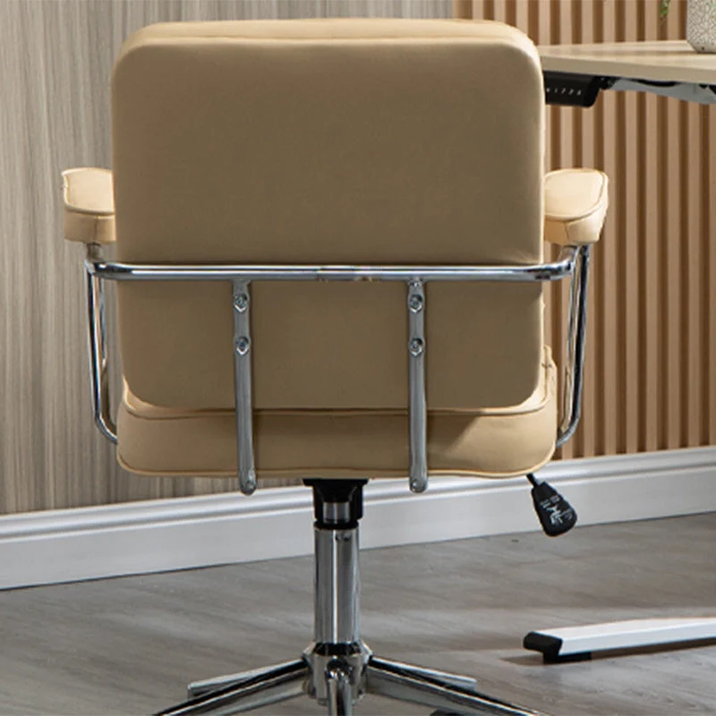 Contemporary Nordic Square PU Leather Steel Desk Chair Backrest Arm For Home Office