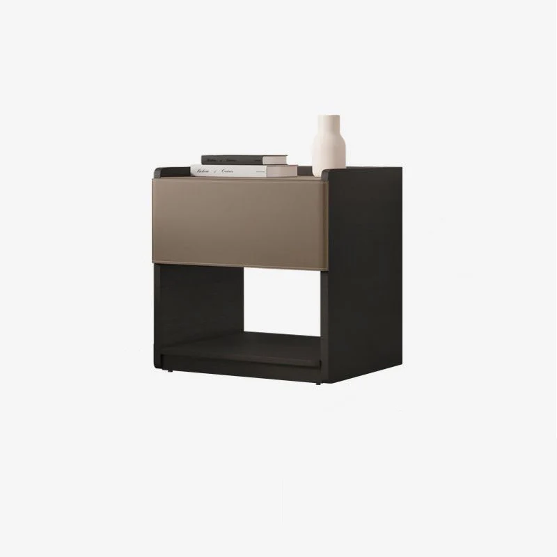 Traditional European Rectangular Eco-Friendly Engineered Wood Saddle-Style Faux Leather End Table 1-Drawer For Living Room