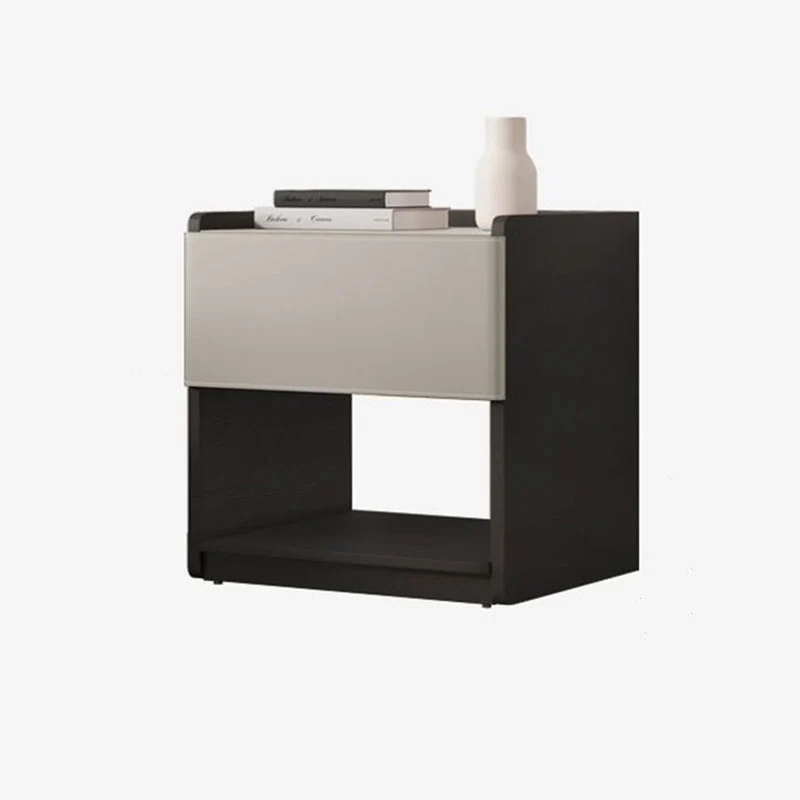 Traditional European Rectangular Eco-Friendly Engineered Wood Saddle-Style Faux Leather End Table 1-Drawer For Living Room