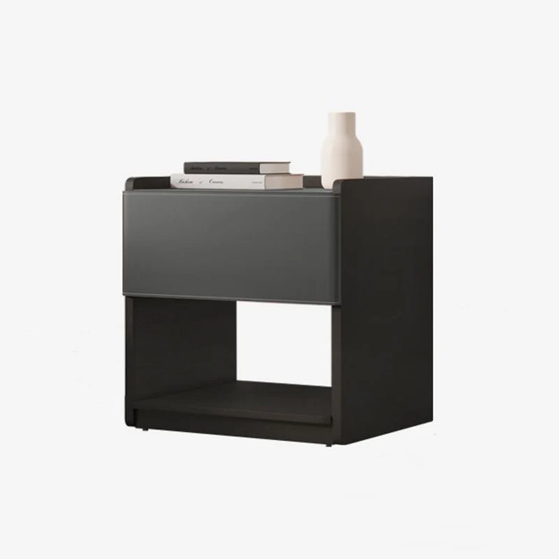 Traditional European Rectangular Eco-Friendly Engineered Wood Saddle-Style Faux Leather End Table 1-Drawer For Living Room