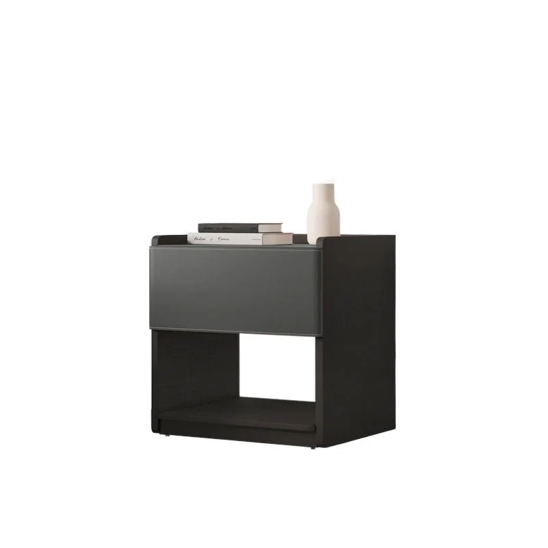 Traditional European Rectangular Eco-Friendly Engineered Wood Saddle-Style Faux Leather End Table 1-Drawer For Living Room