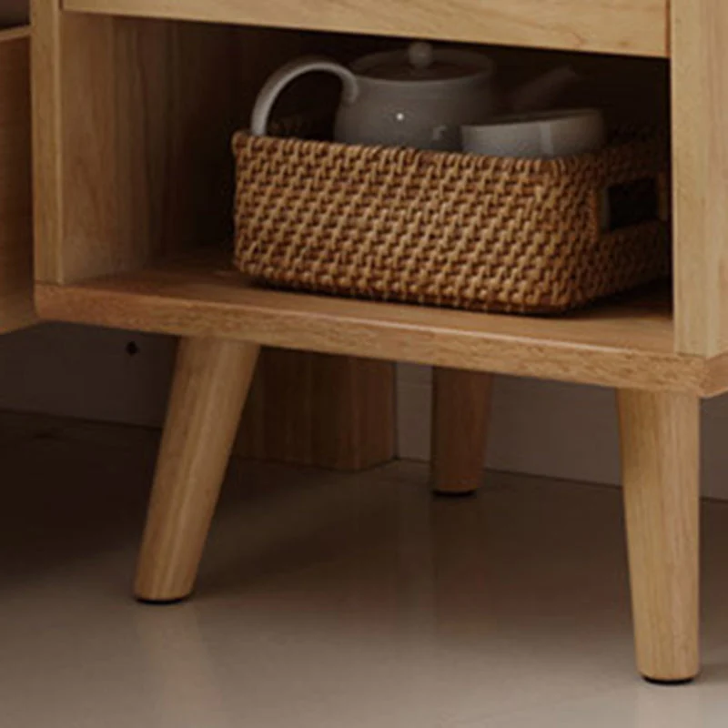 Contemporary Scandinavian Square Tabletop Rubberwood Nightstand 1-Drawer For Bedroom